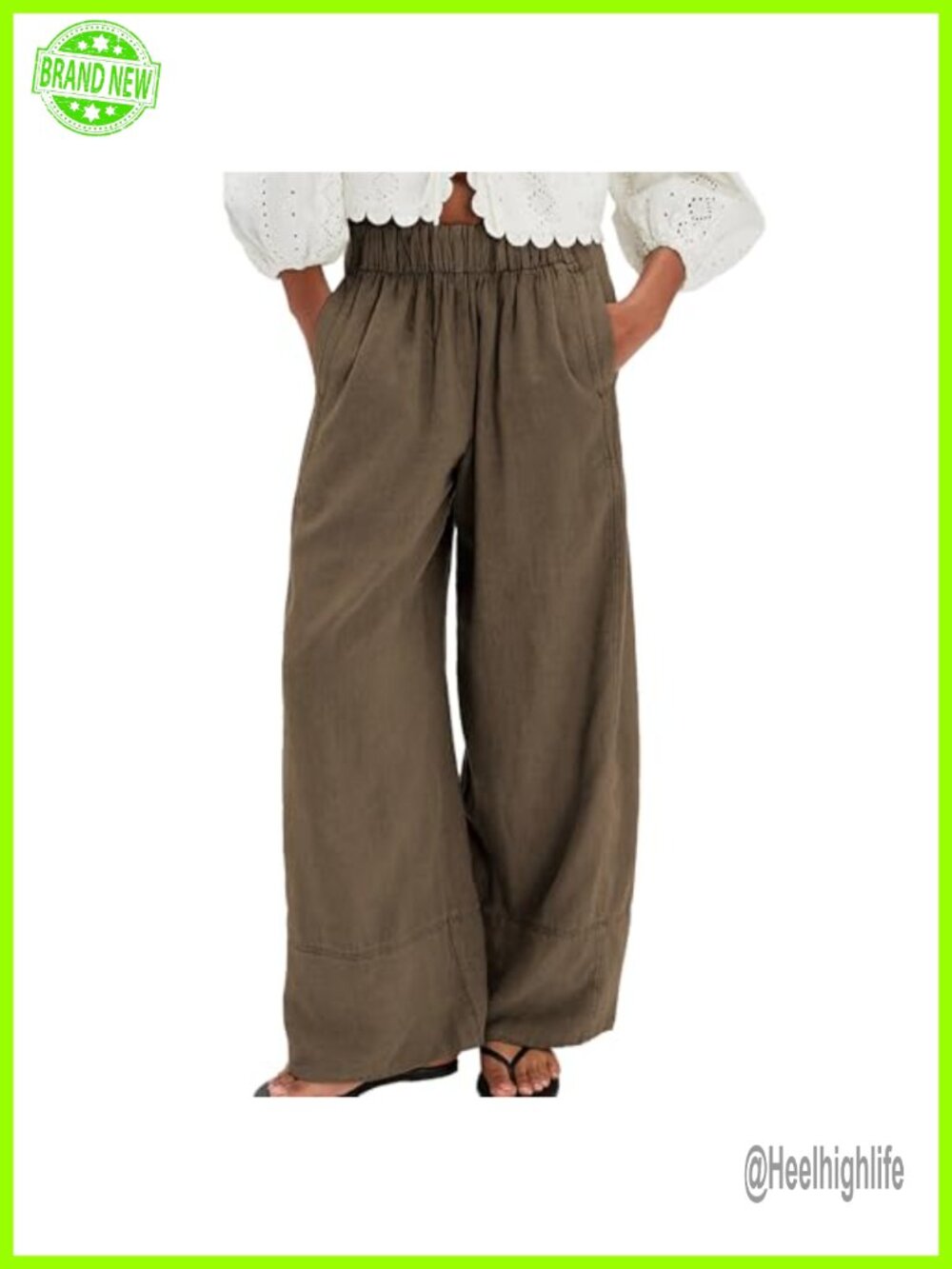 Wide Leg Linen Cotton Palazzo Pants Pull On Beach Cover Up